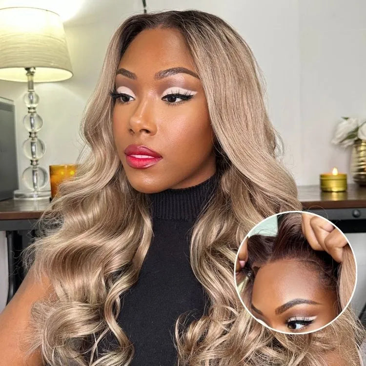 20''+$10=22'' | Ash Blonde Loose Body Wave 5x5 Closure Lace Glueless Wig Breathable Cap