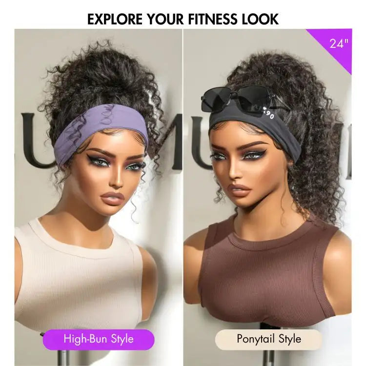 Exclusive Sale | Black Deep Wave Headband Wig (Get Free Trendy Headbands)