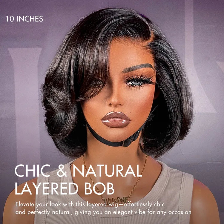 New Customers Only | PreMax Wigs - Natural Black / Blonde Highlight C Part Glueless Lace Front Bob Wig
