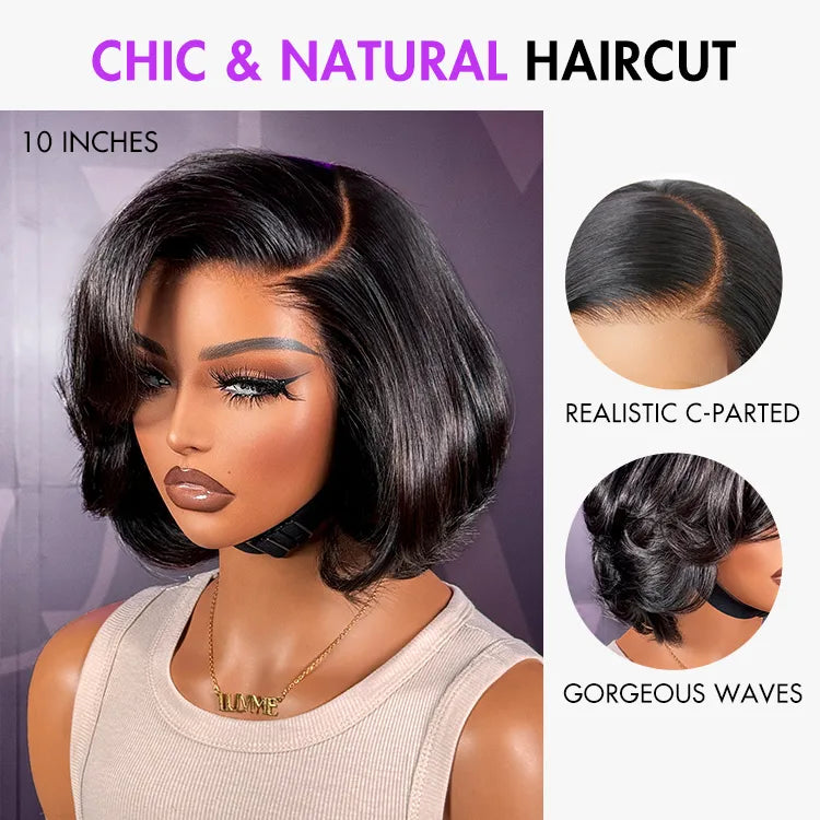 New Customers Only | PreMax Wigs - Natural Black / Blonde Highlight C Part Glueless Lace Front Bob Wig