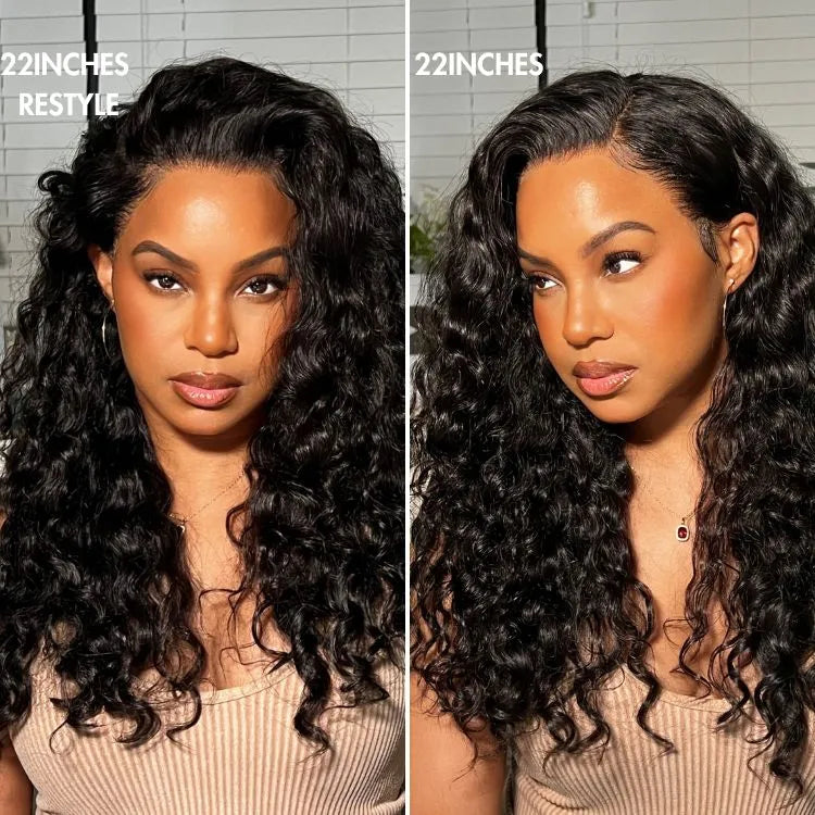180% Density Water Wave HD 13x4 Frontal Lace Free Part Glueless Human Hair Wig Pre Cut Lace