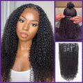 New Customers Only | Kinky Curly Seamless Clip in Extensions Human Hair with Free Gift