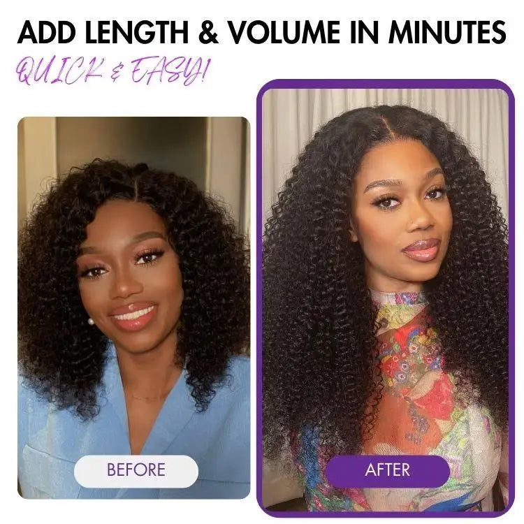 Kinky Curly Seamless Clip in Extensions Real Human Hair Pieces 135g 9pcs / 7pcs with Free Gift