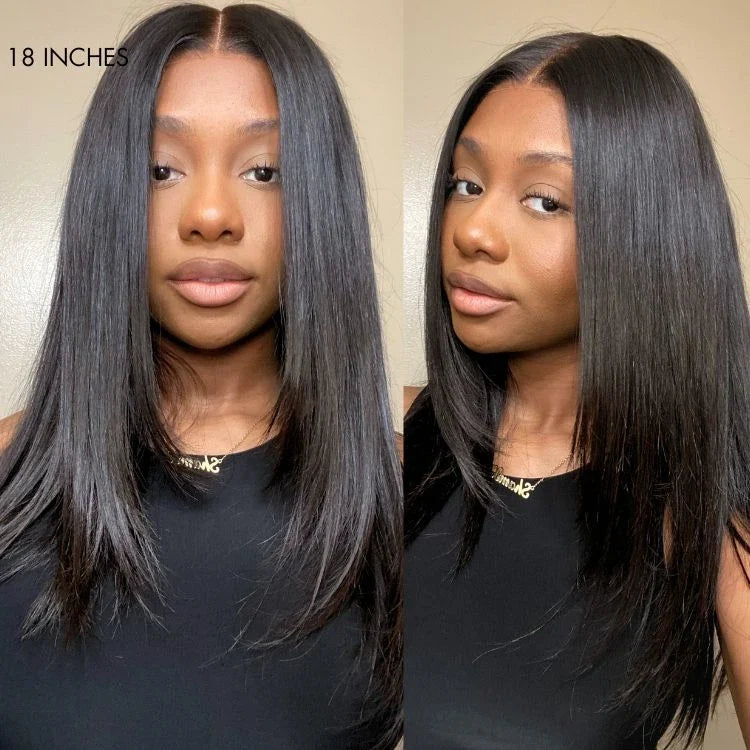 Black 180% Density Layered Cut Glueless 5x5 Closure Lace  Wig Pre-Plucked Hairline - US Only