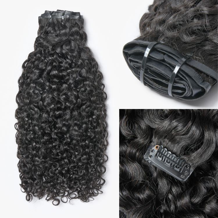New Customers Only | Messy Burmese Curly Seamless Clip in Extensions Human Hair with Free Gift