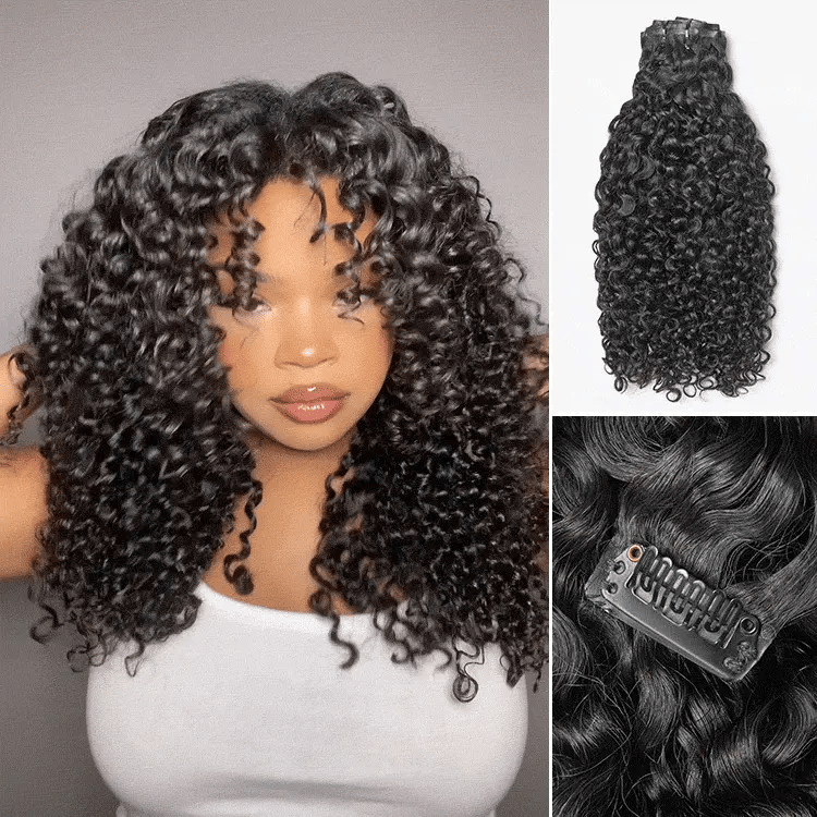 New Customers Only | Messy Burmese Curly Seamless Clip in Extensions Human Hair with Free Gift