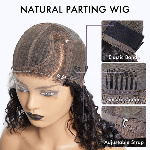 Put On and Go Salt and Pepper Layered Bob Glueless Pre-Cut Minimalist Lace Grey Wig