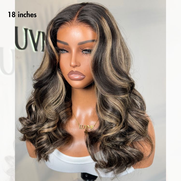 Curtain Bangs Blonde Highlight Loose Wave Glueless 5x5 Closure Pre-Cut Lace Wig All Head Sizes Fit Cap  - US Only