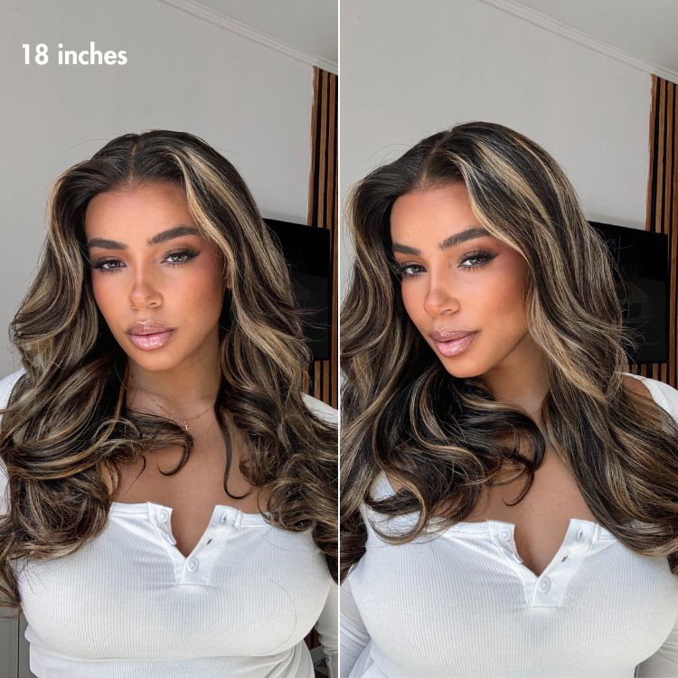 Curtain Bangs Blonde Highlight Loose Wave Glueless 5x5 Closure Pre-Cut Lace Wig All Head Sizes Fit Cap  - US Only