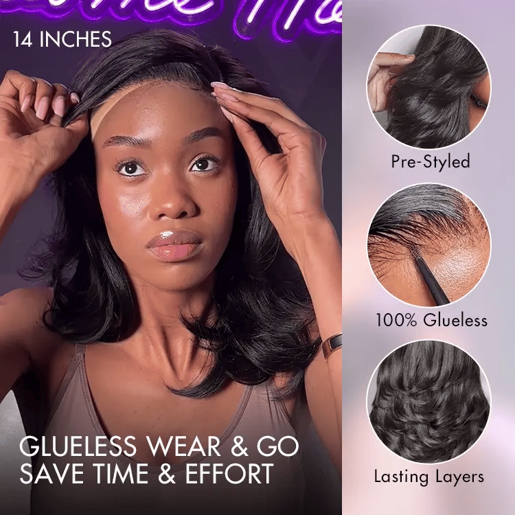 Luvme Hair-Effortlessly Chic Butterfly Cut Layered Wavy Glueless HD Minimalist Lace Short Wig