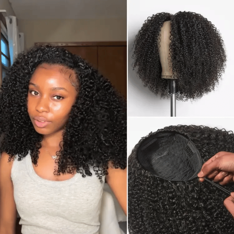 New Customers Only | Luvme Too Easy Texture™ 3-In-1 Half Wig 180% Density Kinky Curly / Yaki Straight Glueless Flexi-Fit Drawstring Wig