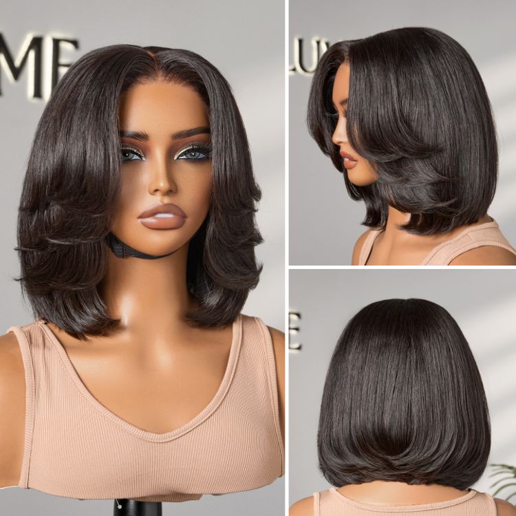 Layered Bob Glueless 5x5 Closure Lace Short Wig Pre-Cut Lace - US Only