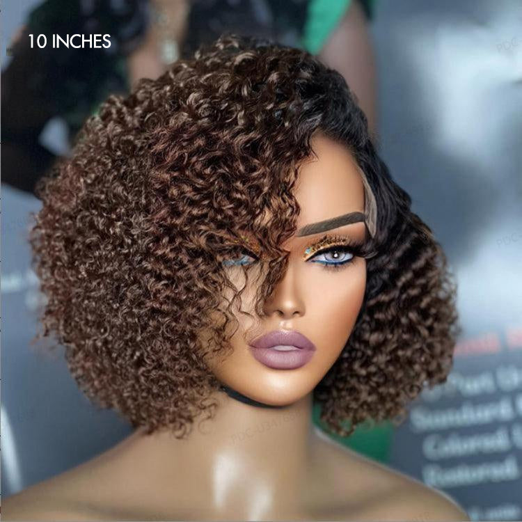 Soft-Shine Mocha Mousse Ombre - Fluffy Kinky Curl Glueless Minimalist HD Lace Wig Ready to Go