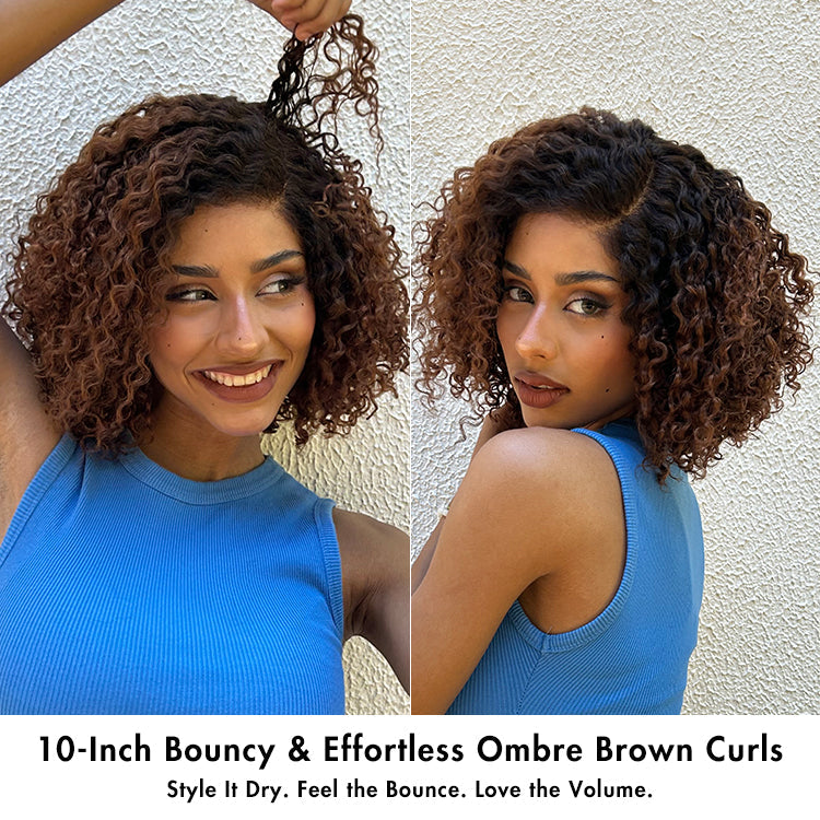 Soft-Shine Mocha Mousse Ombre - Fluffy Kinky Curl Glueless Minimalist HD Lace Wig Ready to Go