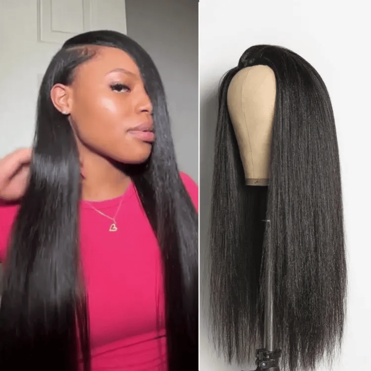 New Customers Only | Luvme Too Easy Texture™ 3-In-1 Half Wig 180% Density Kinky Curly / Yaki Straight Glueless Flexi-Fit Drawstring Wig