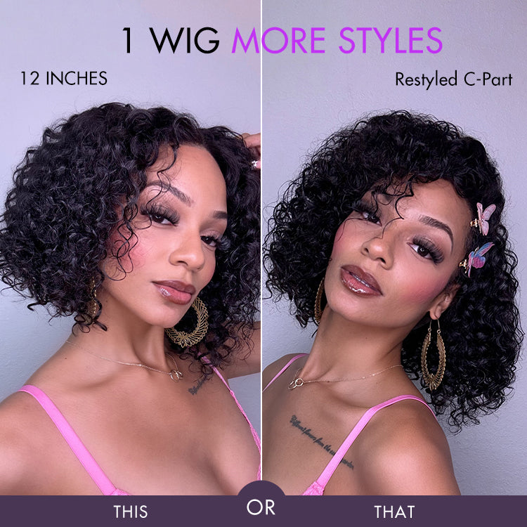 New Customers Only | Brown Highlight / Natural Black / Blonde Highlight Deep Curly Glueless 5x5 Closure Pre-Cut Lace Wig
