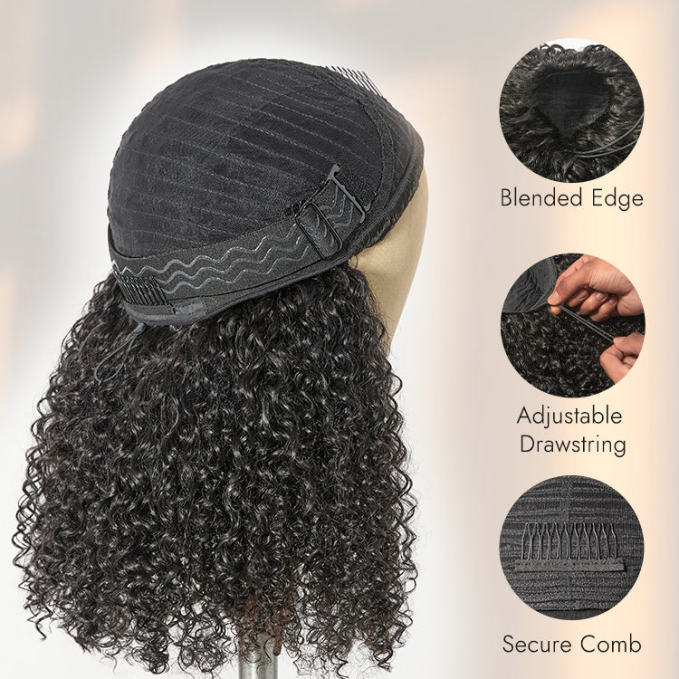 New Customers Only | Luvme Too Easy Texture™ 3-In-1 Half Wig 180% Density Kinky Curly / Yaki Straight Glueless Flexi-Fit Drawstring Wig