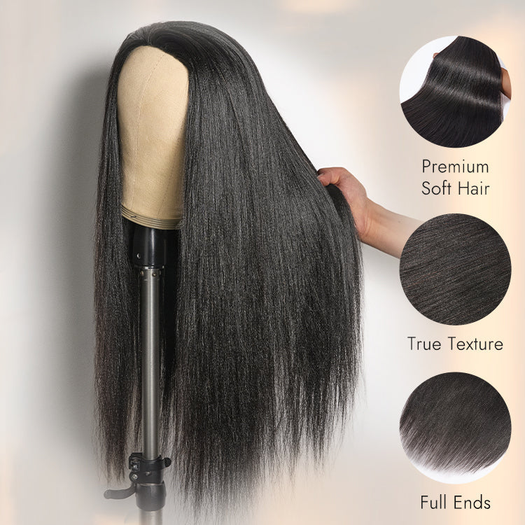 New Customers Only | Luvme Too Easy Texture™ 3-In-1 Half Wig 180% Density Kinky Curly / Yaki Straight Glueless Flexi-Fit Drawstring Wig
