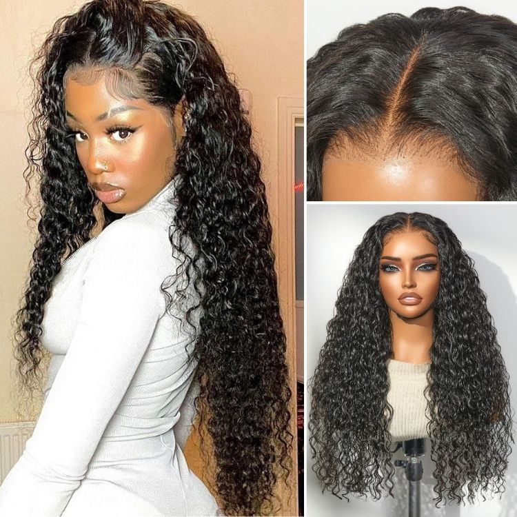 Tiktok Exclusive | PreMax 180% / 250% Density Water Wave Glueless Flexi-Fit Drawstring 13x4 Frontal Lace Fluffy Curly Wig Pre-Cut Lace