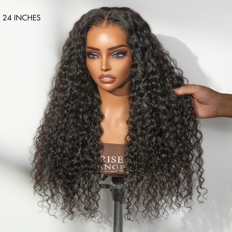 Tiktok Exclusive | PreMax 180% / 250% Density Water Wave Glueless Flexi-Fit Drawstring 13x4 Frontal Lace Fluffy Curly Wig Pre-Cut Lace