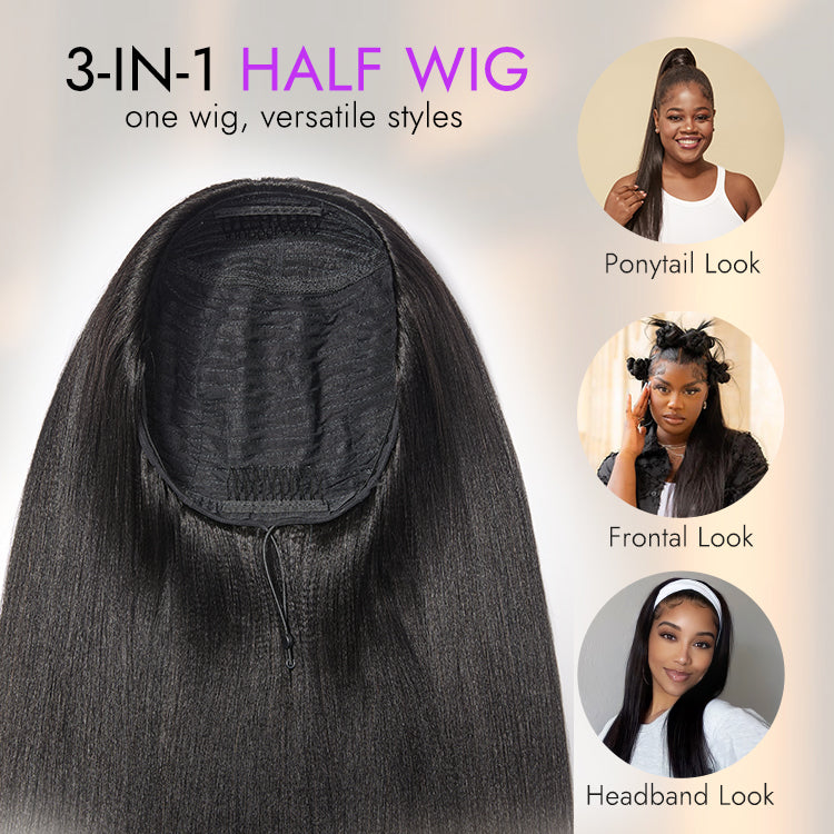 Luvme Too Easy Texture™ 3-In-1 Half Wig 180% Density Kinky Curly Glueless Flexi-Fit Drawstring Wig