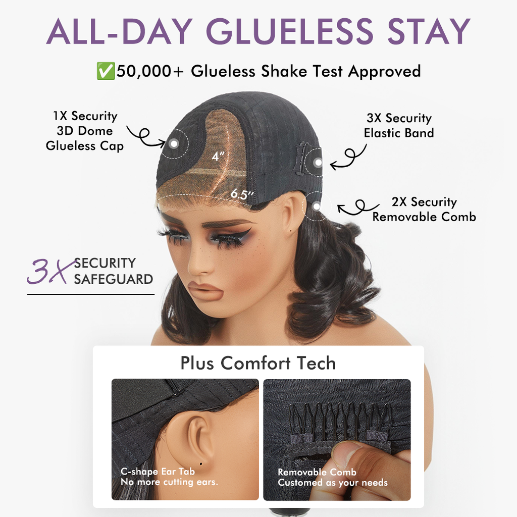 Luvme All-Day Comfort™ Wig Brown Highlight Deep Wave Glueless Minimalist HD Lace Curly Wig Pre-Cut Lace