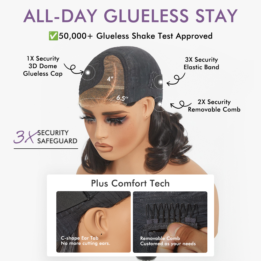 Luvme All-Day Comfort™ Wig Brown Highlight Deep Wave Glueless Minimalist HD Lace Curly Wig Pre-Cut Lace