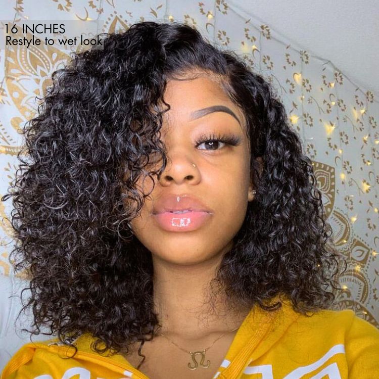 180% Density Face-Framing Trendy Curly Wig Glueless Ear-to-ear Wide T Lace Front Wig Human Hair Pre-Cut Lace