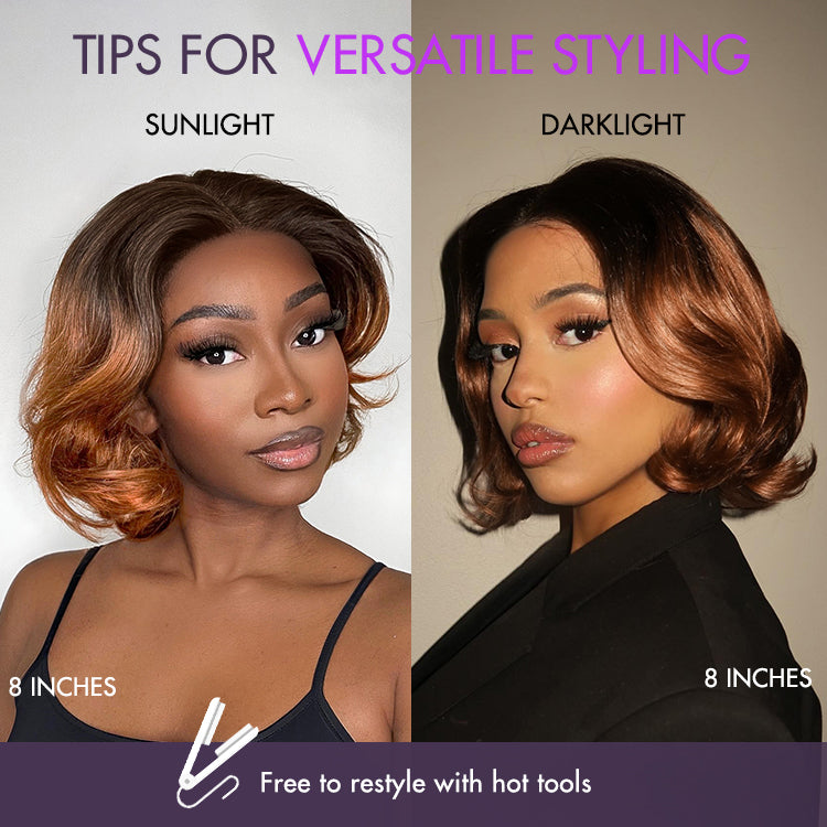 New Customers Only | 1 SEC INSTALL WIG | Elegant Boss Vibe Short Pixie Cut Natural Black / Ombre Brown Glueless Minimalist HD Lace Wig Pre Cut Lace