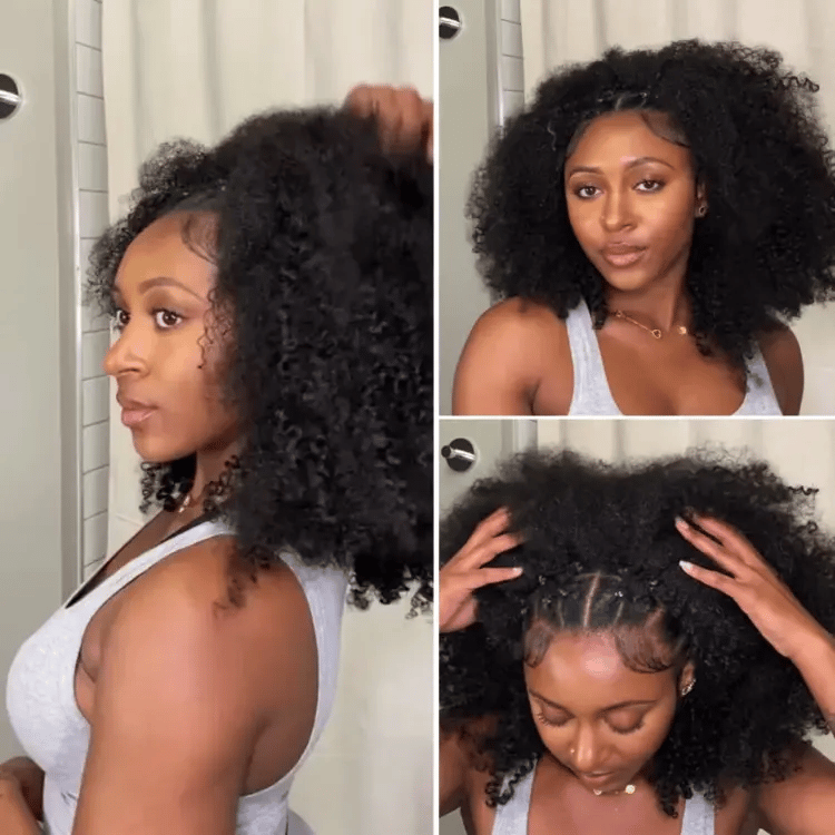 New Customers Only | Luvme Too Easy Texture™ 3-In-1 Half Wig 180% Density Kinky Curly / Yaki Straight Glueless Flexi-Fit Drawstring Wig