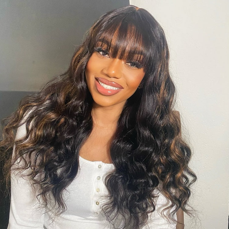 VIP ONLY | True Scalp Blonde Highlight Loose Wave Glueless Minimalist Lace Wig with Bangs