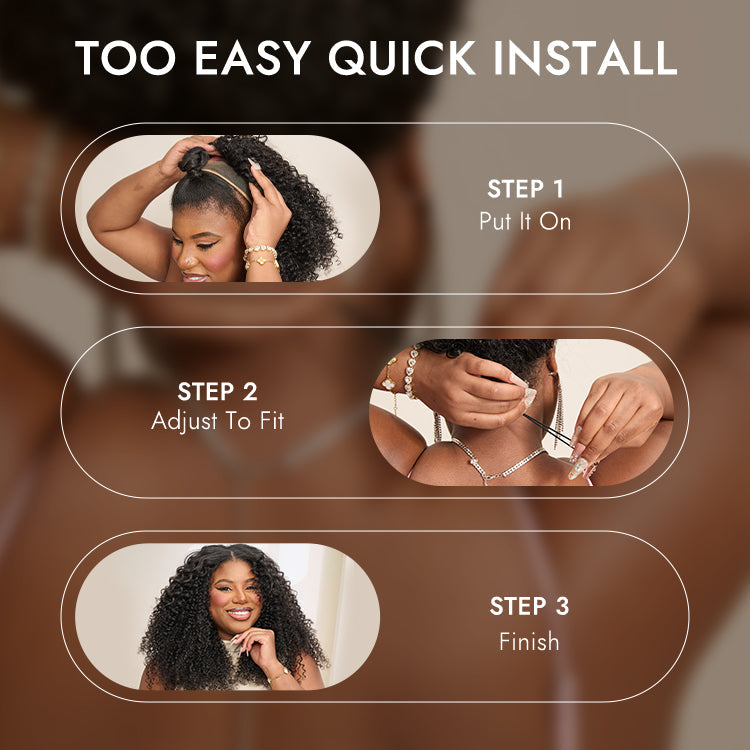 Luvme Too Easy Texture™ 180% Density Messy Burmese Curly Half Wig Glueless Flexi-Fit Drawstring Wig Beginner Friendly - US Only