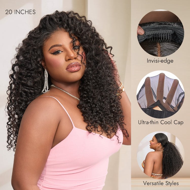Luvme Too Easy Texture™ 180% Density Messy Burmese Curly Half Wig Glueless Flexi-Fit Drawstring Wig Beginner Friendly - US Only