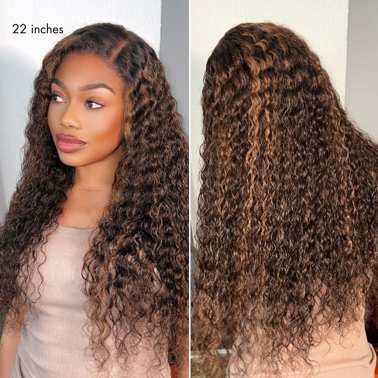 New Customers Only | Luvme All-Day Comfort™ Wig PartingMax Brown Highlights Funmi Curly 7x6 Closure HD Lace Glueless Wig Pre Cut Lace