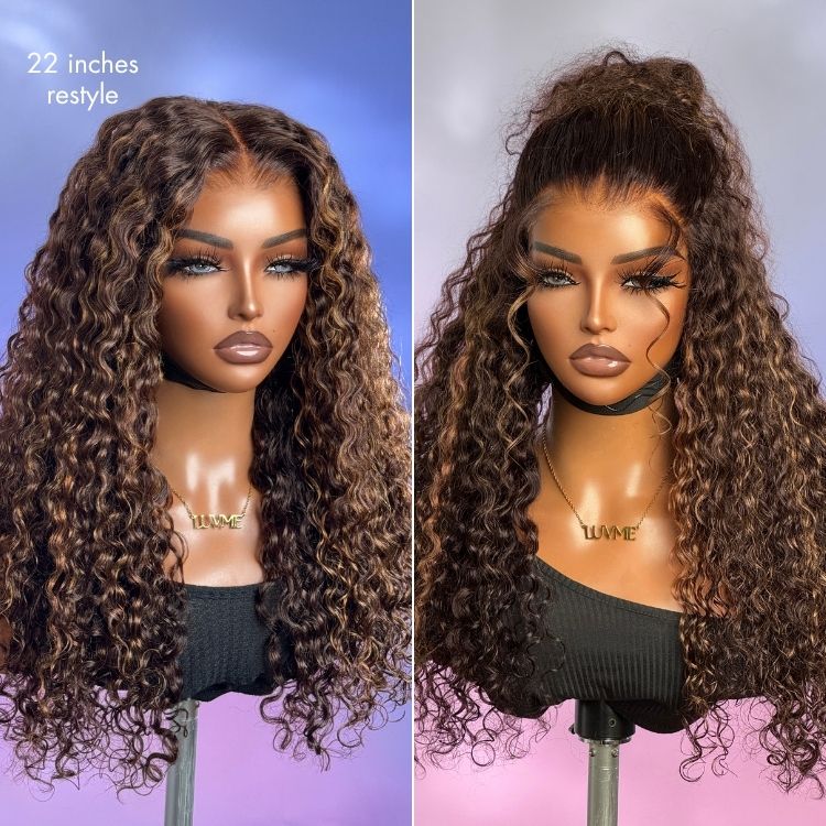New Customers Only | Luvme All-Day Comfort™ Wig PartingMax Brown Highlights Funmi Curly 7x6 Closure HD Lace Glueless Wig Pre Cut Lace