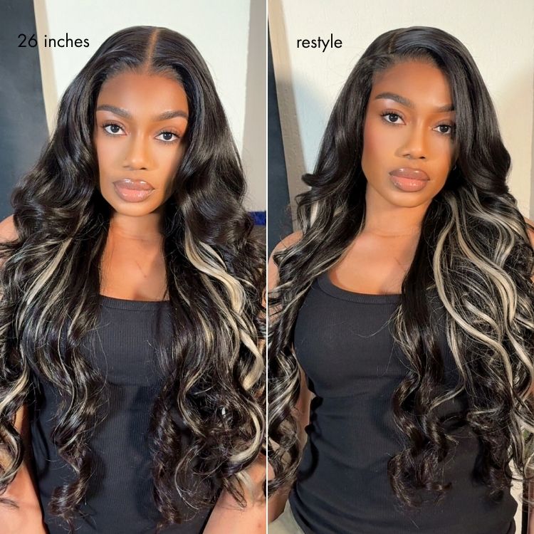 Luvme All-Day Comfort™ Wig 180% Density Platinum Blonde Highlight Loose Body Wave Glueless 7x6 Closure HD Lace Wig Pre-Cut Lace