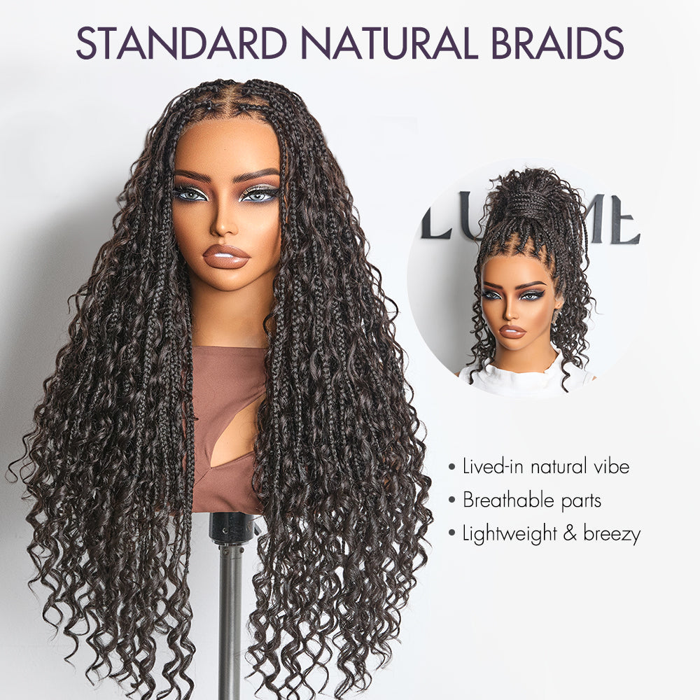 Special Offer | Flexi-Fit Invisi Drawstring Cap Full Lace Knotless Boho Curls Braided Long Wig Super Natural Scalp