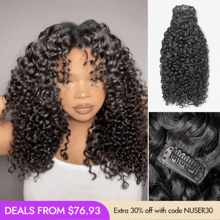 New Customers Only | Messy Burmese Curly Seamless Clip in Extensions Human Hair with Free Gift