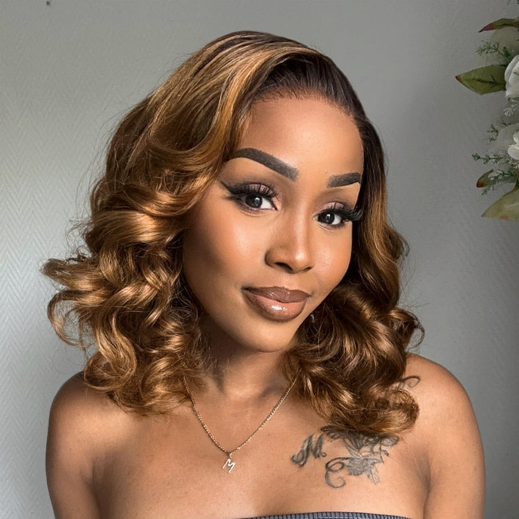 Bouncy Blonde Light Weight Left C Part Loose Wave Glueless 5x5 Closure Lace Wig Breathable Cap - US Only