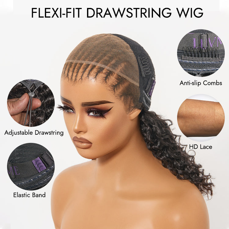Readitress™ | PreMax Wigs Knotless Fulani Braids Deep Wave Glueless Ear-to-ear 13x6 Frontal HD Lace Wig Human Hair Flexi-Fit Drawstring Cap