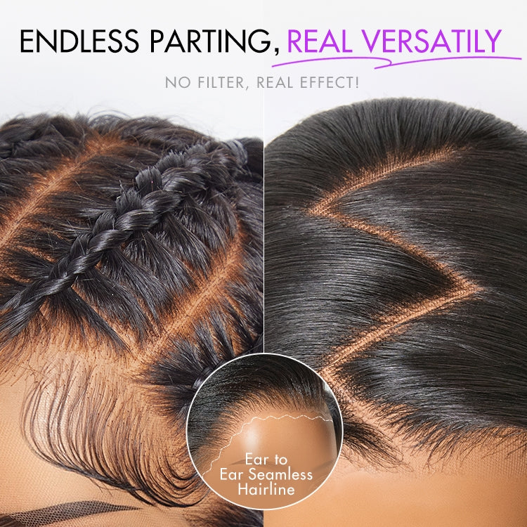 PreMax Wigs | Ultra Natural Hairline Brown Highlight Silky Straight Glueless 13x4 Frontal Lace Long Wig Pre-Cut Lace