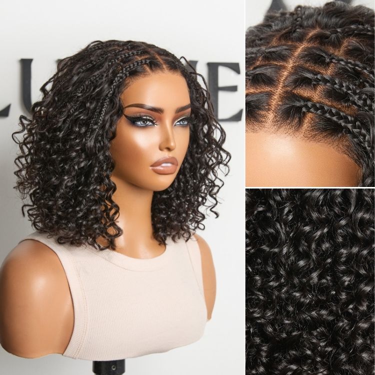 New Customers Only | Boho Braids Deep Curly Glueless 5x5 Closure Lace with Braided Top Human Hair Wig Pre-Cut Lace