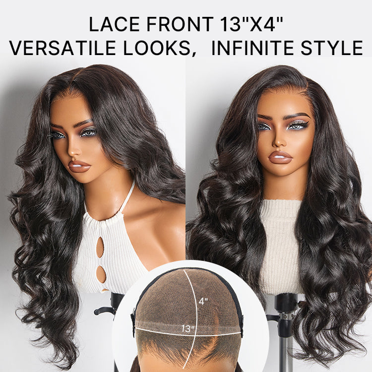 NatureMAX™ 200% / 250% Density Loose Wave Glueless Ear-to-ear 13x4 HD Lace Front Wig Pre-Cut Lace Flexi-Fit Drawstring Cap