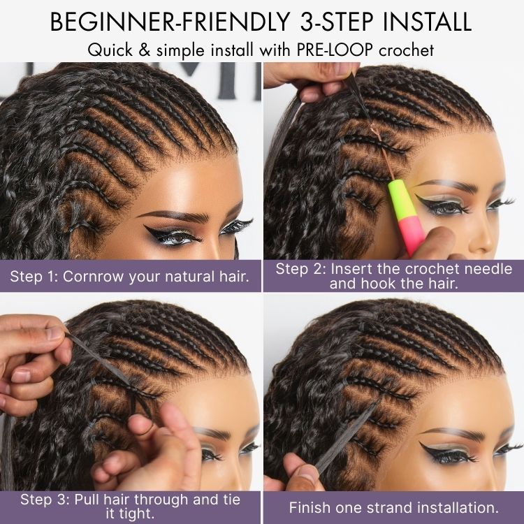 Readitress™ Pre-Separated Feather Crochet Human Hair for Miracle Knots Boho Braids | Silky Straight Protective Style (Free Gifts Included) - US Only