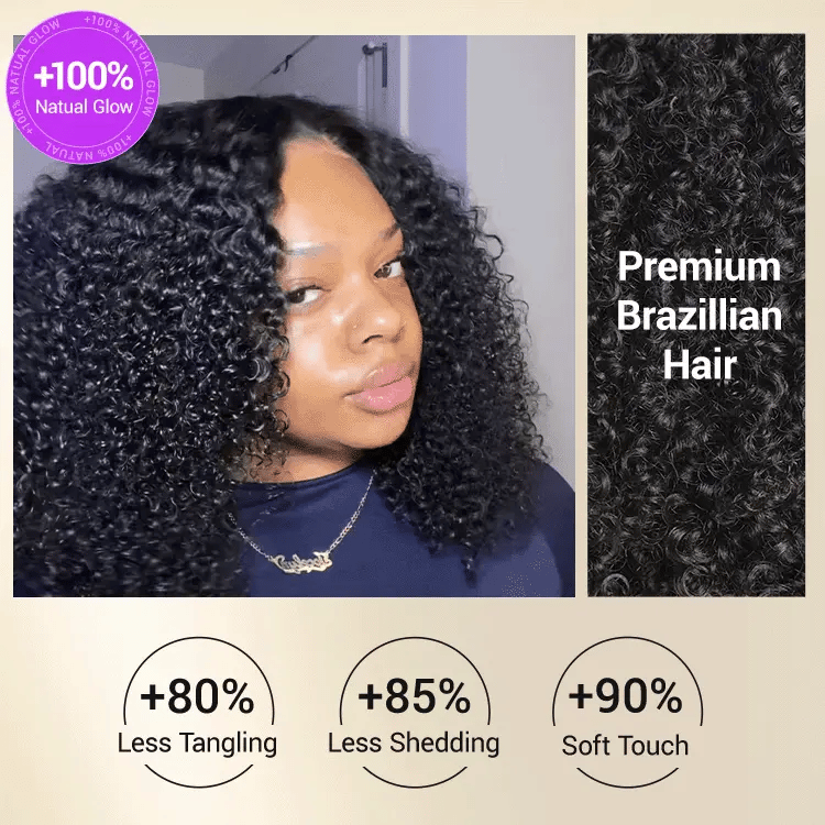 New Customers Only | Beginner Friendly 200% Density Glueless 5x5 Closure Pre-Cut Lace Afro Curly Wig Flexi-Fit Drawstring Cap