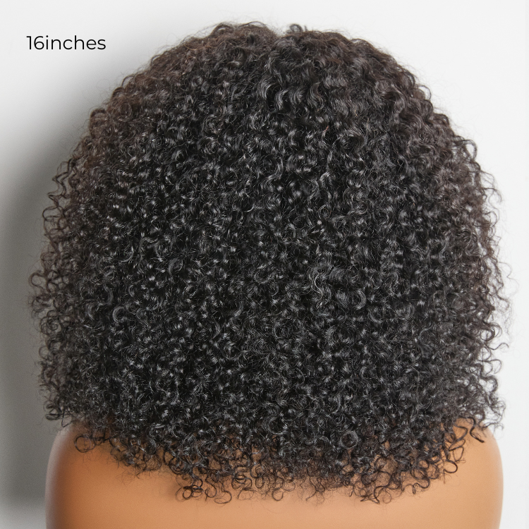 New Customers Only | Beginner Friendly 200% Density Glueless 5x5 Closure Pre-Cut Lace Afro Curly Wig Flexi-Fit Drawstring Cap