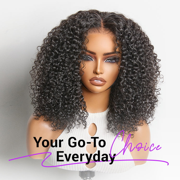 New Customers Only | Beginner Friendly 200% Density Glueless 5x5 Closure Pre-Cut Lace Afro Curly Wig Flexi-Fit Drawstring Cap