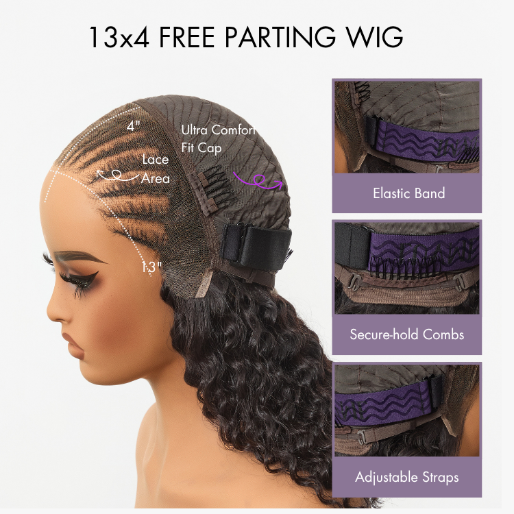 New Customers Only | Readitress™ Knotless Fulani Braids Deep Wave Glueless Ear-to-ear 13x4 Frontal HD Lace Wig Human Hair