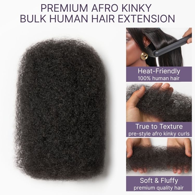 Readitress™ Afro Kinky Bulk Human hair for Dreadlock Extensions, Repair Locs, Twists and Braids