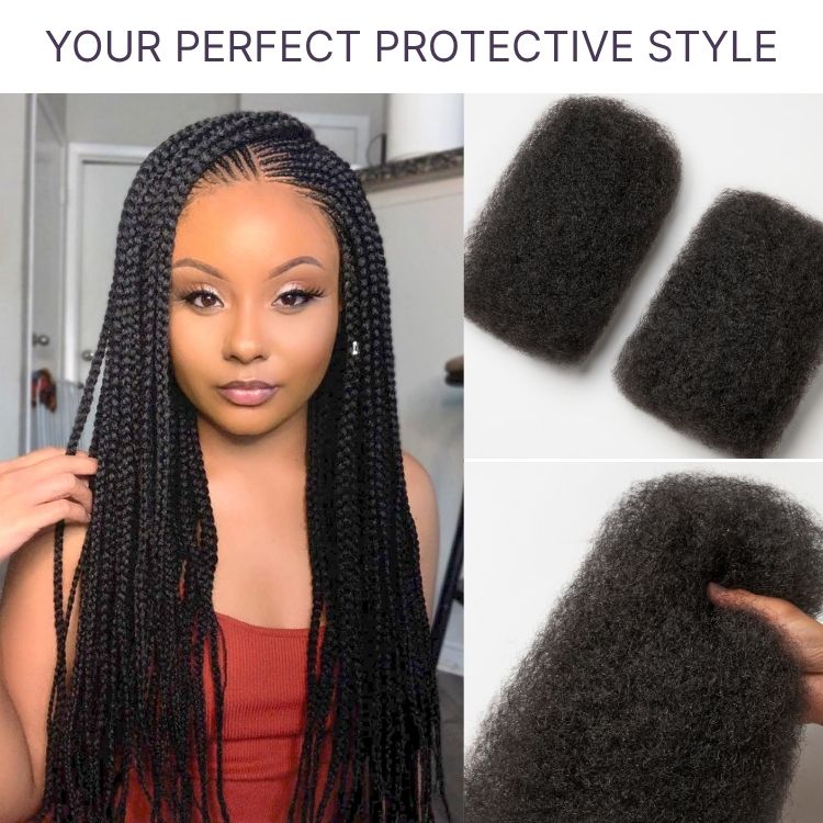 Readitress™ Afro Kinky Bulk Human hair for Dreadlock Extensions, Repair Locs, Twists and Braids